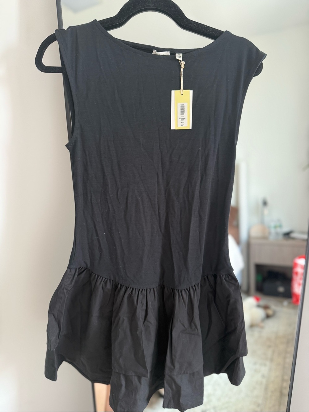 Aritzia Black Sleeveless Peplum Mini Dress